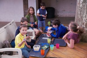 Périscolaire, repas, extérieur, groupe